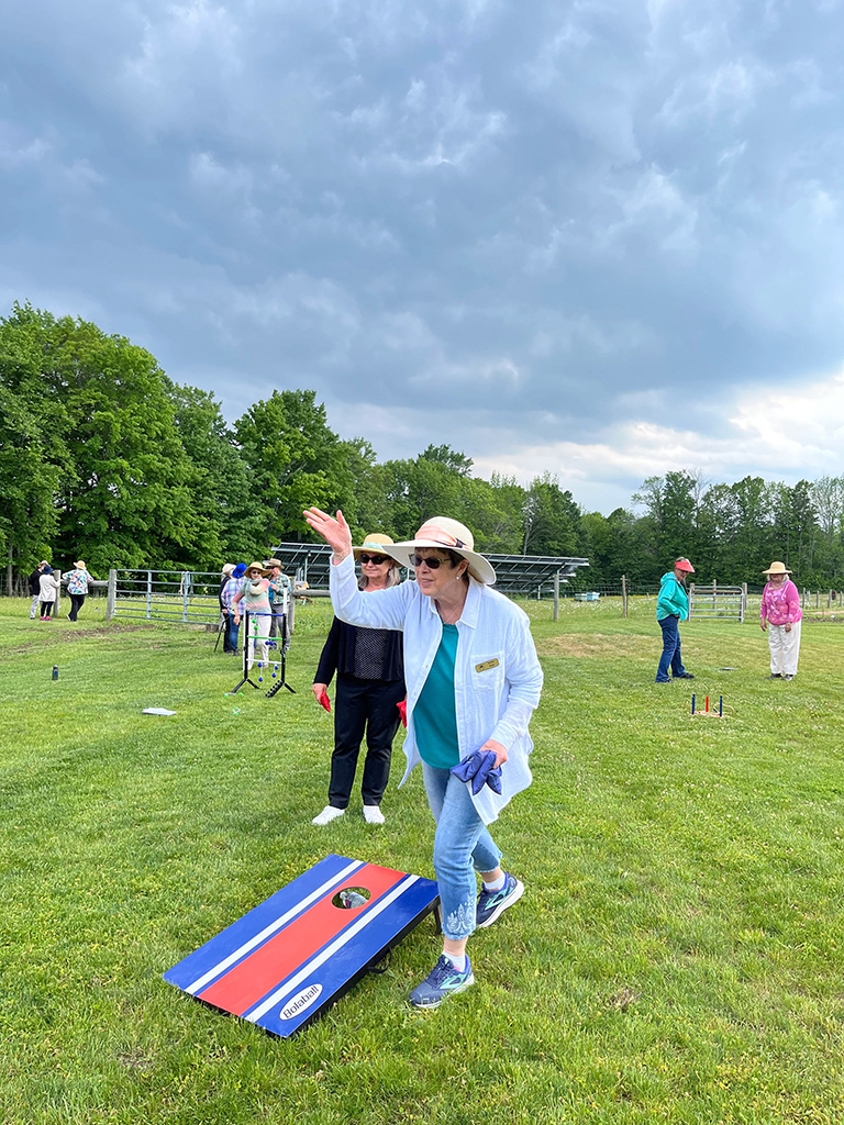 Playing cornhole