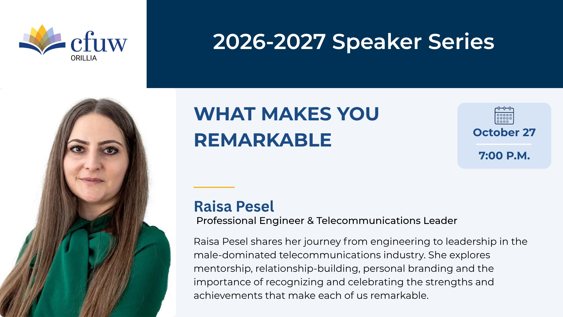 Raisel Pesel to speak on what makes you remarkable October 27
